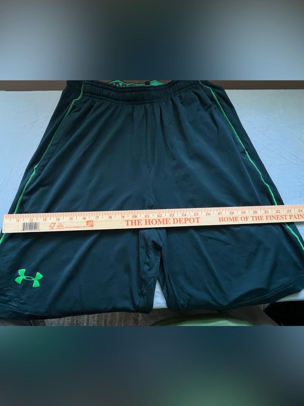 Under Armour Black Shorts with Bright Green Waistband